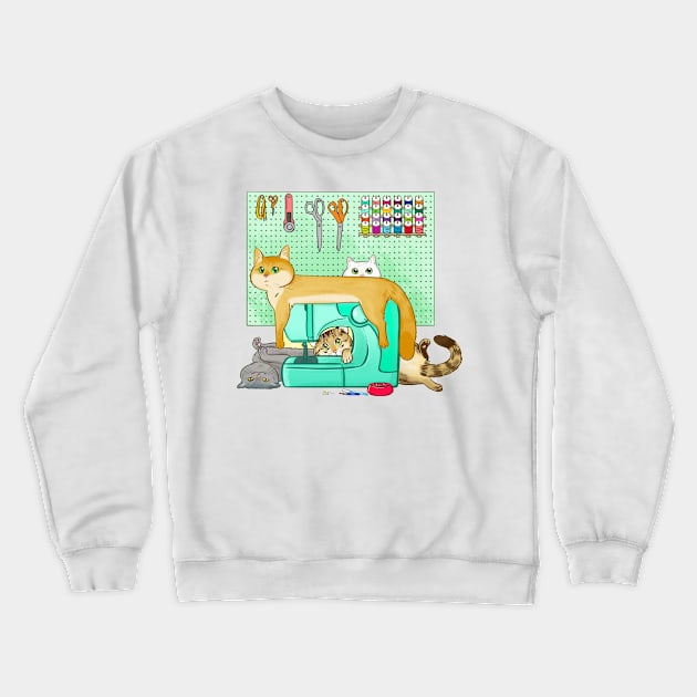 Cats Helping You Sew Crewneck Sweatshirt by aimeekitty